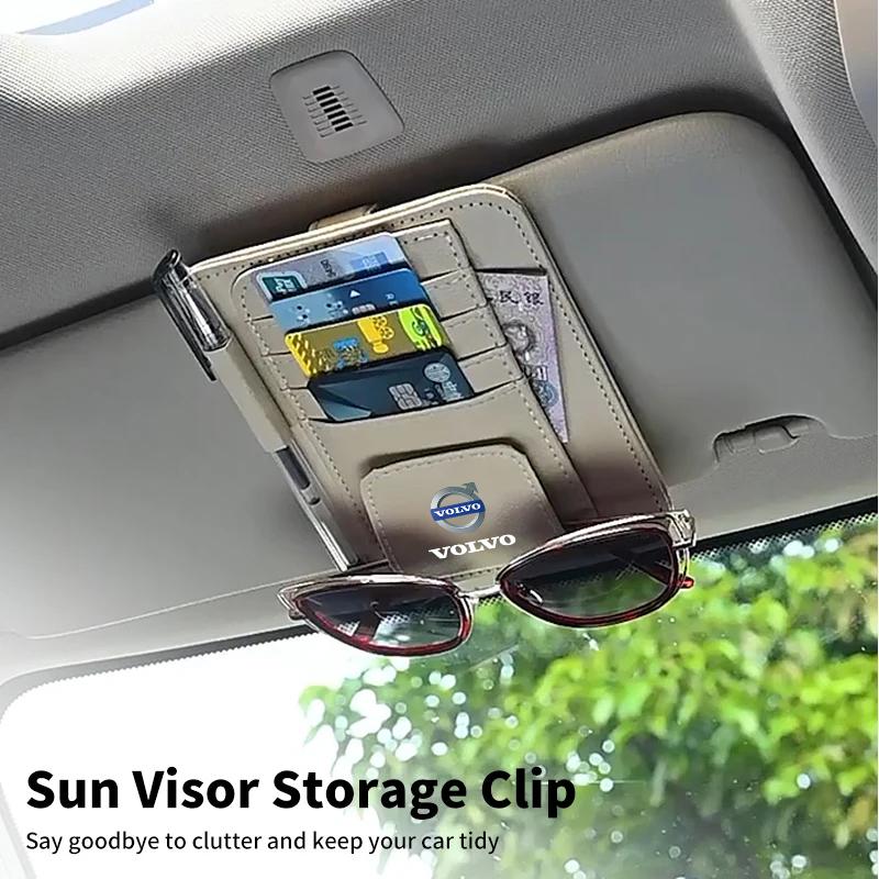 For Volvo XC90 XC60 V50 S60 V70 V60 V40 S90 olestar AWD XC40 S80 T6 Car Sun Visor Ticket Storage Bag Card Bag Sunglasses Holder