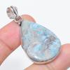 Natural Larimar Gemstone Handmade 925 Sterling Silver Jewelry Pendant 2.05" o2Q12