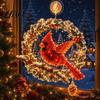 Holiday Home Decor Christmas Suction Cup Window Light, 7.8-Inch Double-Layer Warm LED Winter Decoration Battery Powered Hanging Light for Glass