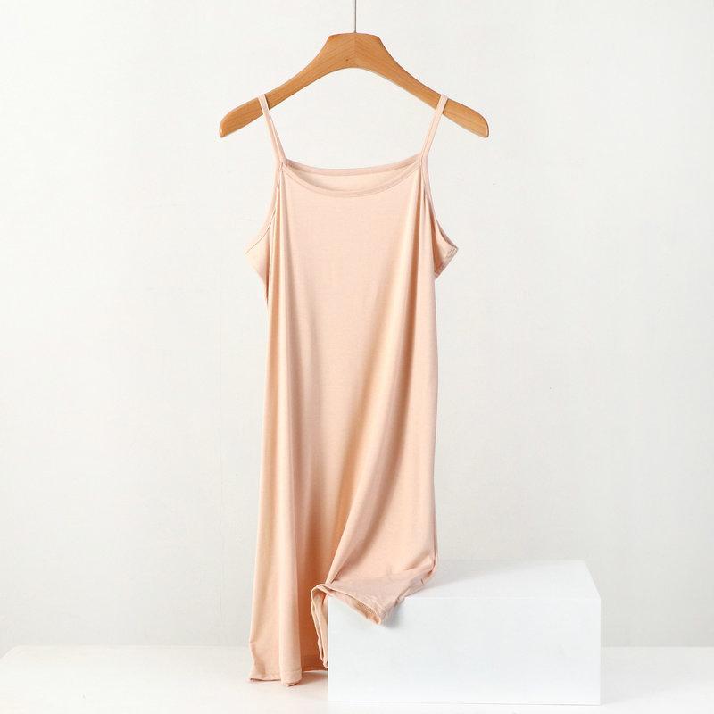 Модальное платье средней длины и макси Летнее однотонное Внутреннее без рукавов Большого размера Свободное платье-жилет Повседневный низ Юбка на подтяжках