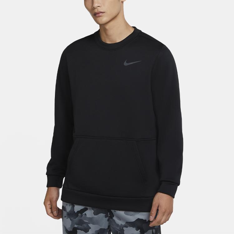 Nike Therma Training флисовый пуловер с длинным рукавом толстовка мужская топы черный CU7272-010