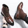 Модный дизайнер Новые мужские остроносые ботинки на шнуровке Коричневые Черные Тренд Повседневная Роскошная Мода Высокие Ботильоны