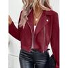 Fall and Winter New Arrival Fashion Suit Collar Fashion Pink Zipper Jacket Long Sleeves Short Outwear Deerskin Velvet Tops 6 Colors
