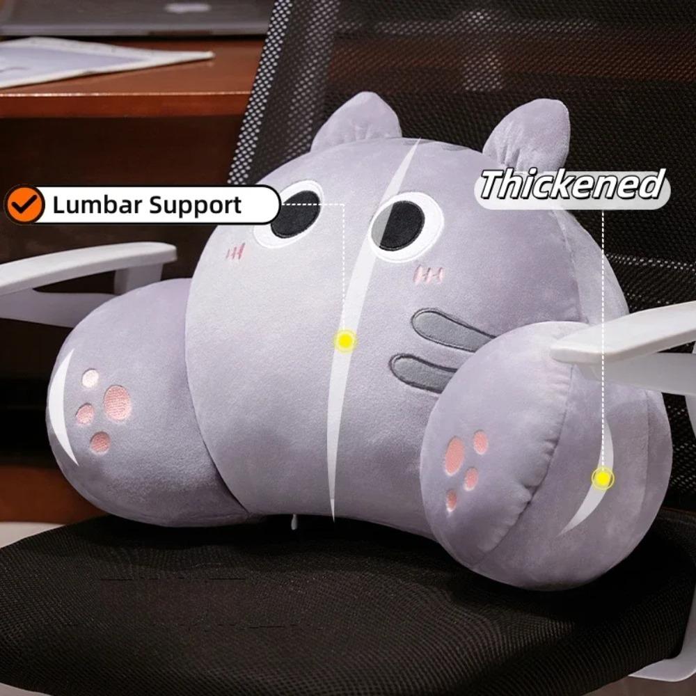 Ergonomic Chair Seat Backrest Cushion Thickened Throw Pillow Cat Shape Waist Pillow Sofa