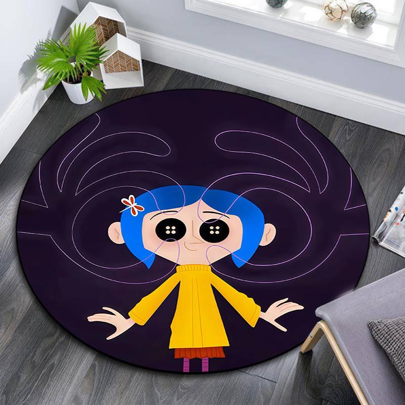Coraline Round Area Rug,Carpet Rug for Living Room Bedroom Sofa Playroom Decor,Non-slip Floor Mat