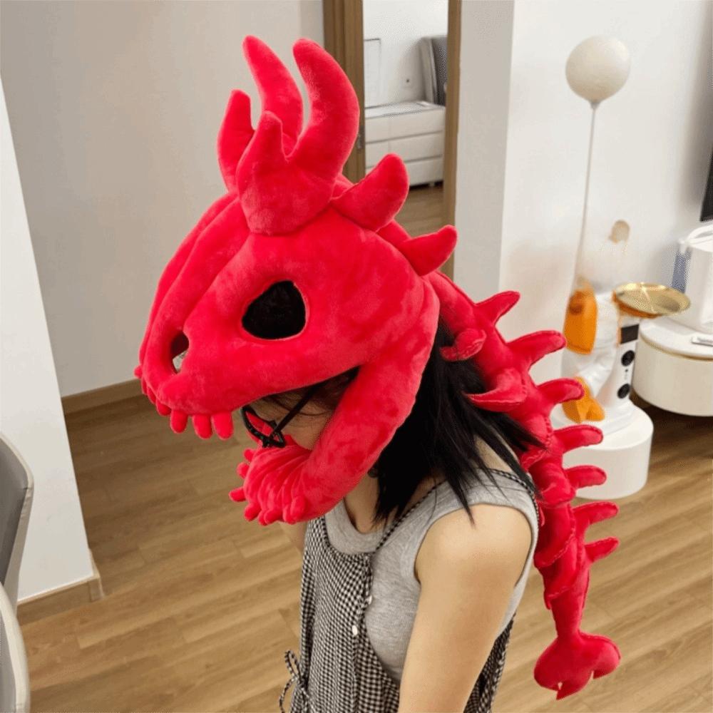 3D Realistic Dinosaur Skeleton Costume Breathable Cosplay Dinosaur Head Hood Photo Props