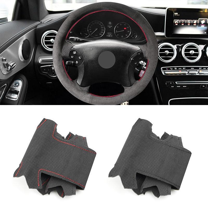 Для Mercedes Benz C-Class W203 2001 2002 2003 2004 2005 2006 2007 Накладка на руль автомобиля Салон Замша Перфорированная кожа Отделка