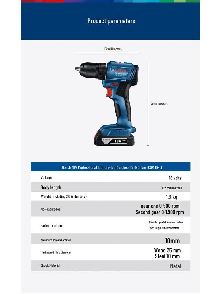 Bosch 18V Cordless Brushless Impact Driver Drill with Lithium-Ion Battery (GSR185/GSB185-Li)