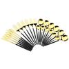 24pcs Black Gold Cutlery Set Mirror Stainless Steel Dinnerware Set Knife Fork Spoon Tableware Flatware Set Dishwasher Safe Kitchen Wedding Accessories