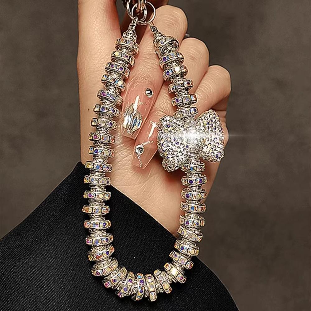 Браслет с бриллиантовым бантом, модное кольцо с кристаллами, ремешок на запястье со стразами для iPhone Huawei Redmi Xiaomi Samsung, подвеска для телефона