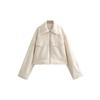 Fall/Winter Chic Street Coat for Casual Women with Pocket Front Zipper Vintage Lapel Bomber Jacket with Long Sleeves