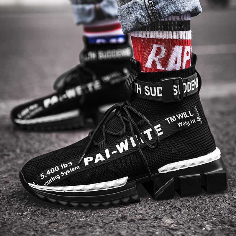 Women's Men's Knitted Breathable Sneakers Socks Boots High Top Running Shoes 39-47