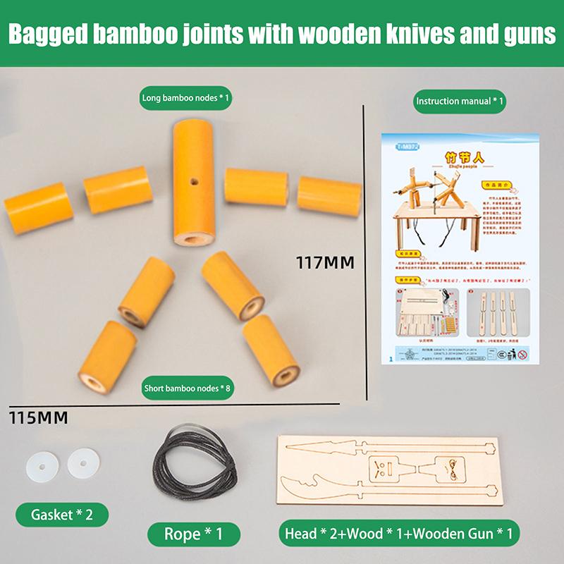 1 комплект, натуральная веревочная боевая настольная игра, ручной работы, бамбуковый человек, настольная игра, боевая игрушка с оружием
