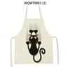 Cartoon Cute Cat Printed Sleeveless Apron Black Kitchen Apron Women Cooking Apron Home Baking Antifouling Antifouling Bib