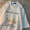 Catching Three Ducks American Retro Fun Printed Short Sleeved Cotton T-shirt Men Women Couple Loose Oversize Top Summer Tees