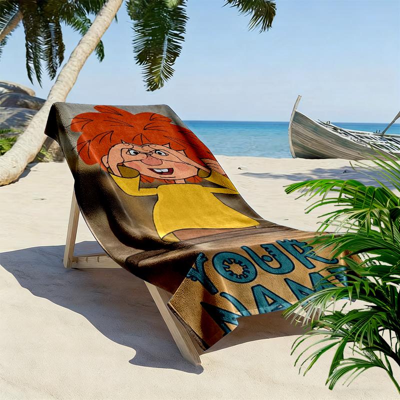 Custom Name Pumuckl Print Beach Towel, Large Soft Quick Dry Towel for Beach Camping Swimming