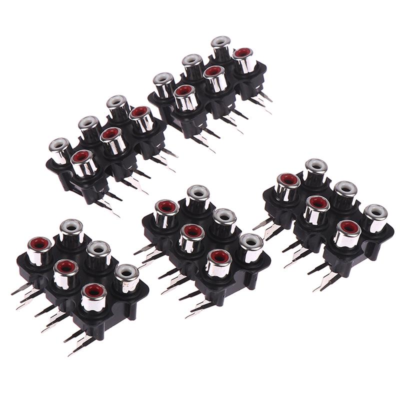 5Pcs 6 Holes Rca Female Stereo Audio Jack Av Audio Input Socket Connector