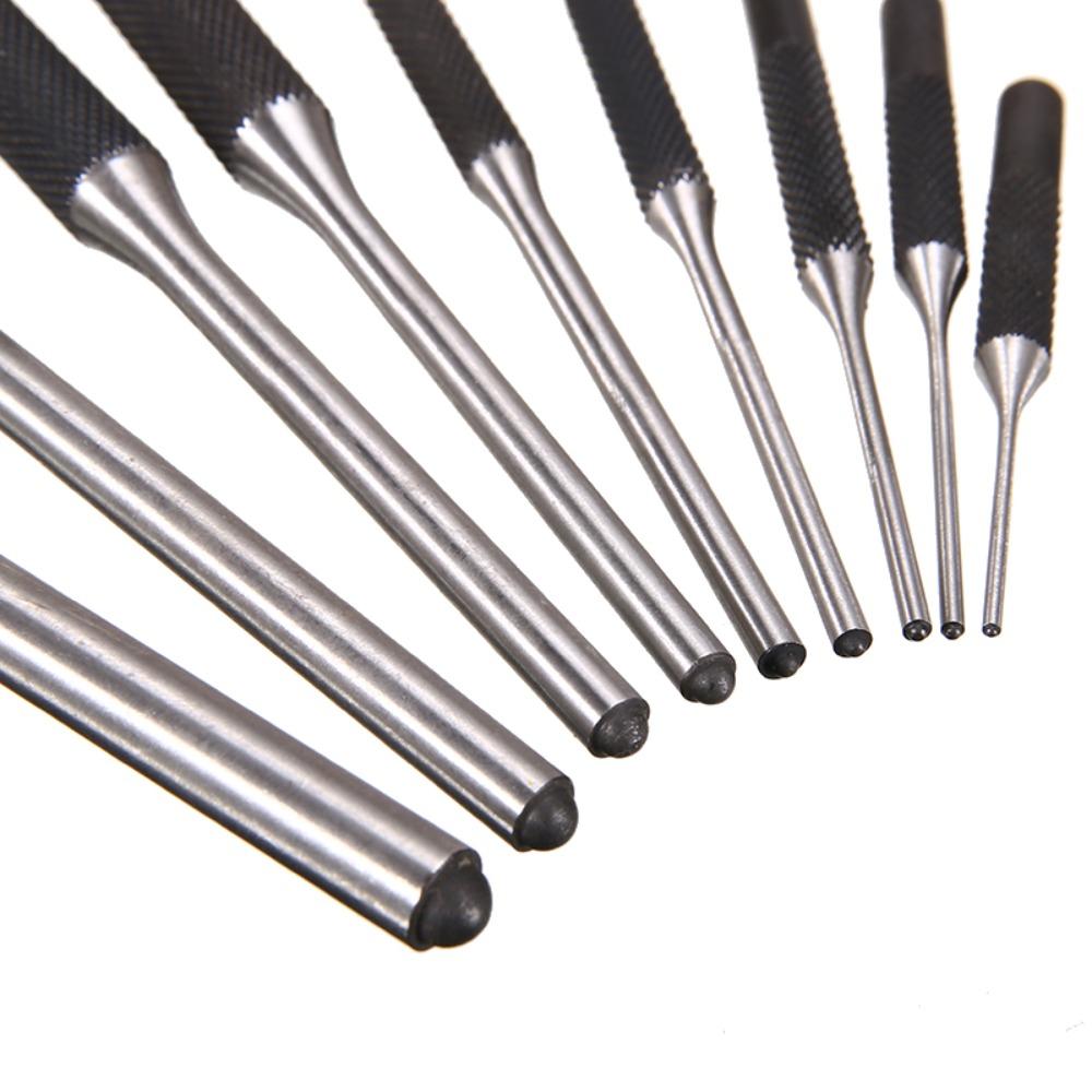 Craft 9pcs/Set Round Head Heavy Duty Multi Size Punch Locator Pin Punch Roll Pins Punch Gouge Tools