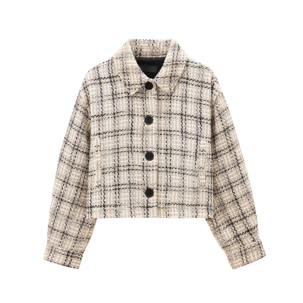 Fashion Plaid Jacket Women Autumn Winter Long Sleeve Coats Turn-Down Collar Single Breasted Jackets Lady Casual Outwear