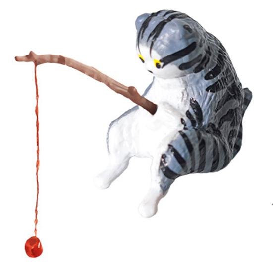 Cat Fishing Figurine Mini Resin Cute Cat Statue Miniature Fish Tank Landscaping Aquarium Decor for Fairy Garden Home Decor