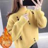 Women's Spring Autumn and Winter Plus Size Padded Short Jumper Pullover Loose Comfortable Casual Warm Long-sleeved Pullover Jumper