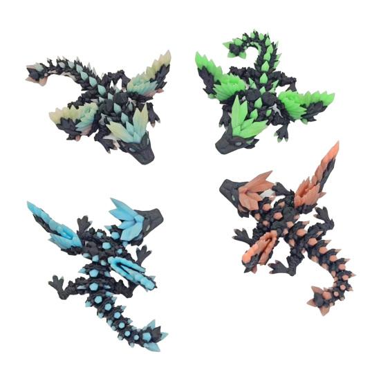 3D Printed Dragon Figurine Glow-in-the-dark Flying Dragon Fidget Toy with Movable Joints Luminous Articulated Dragon Decoration Ornament