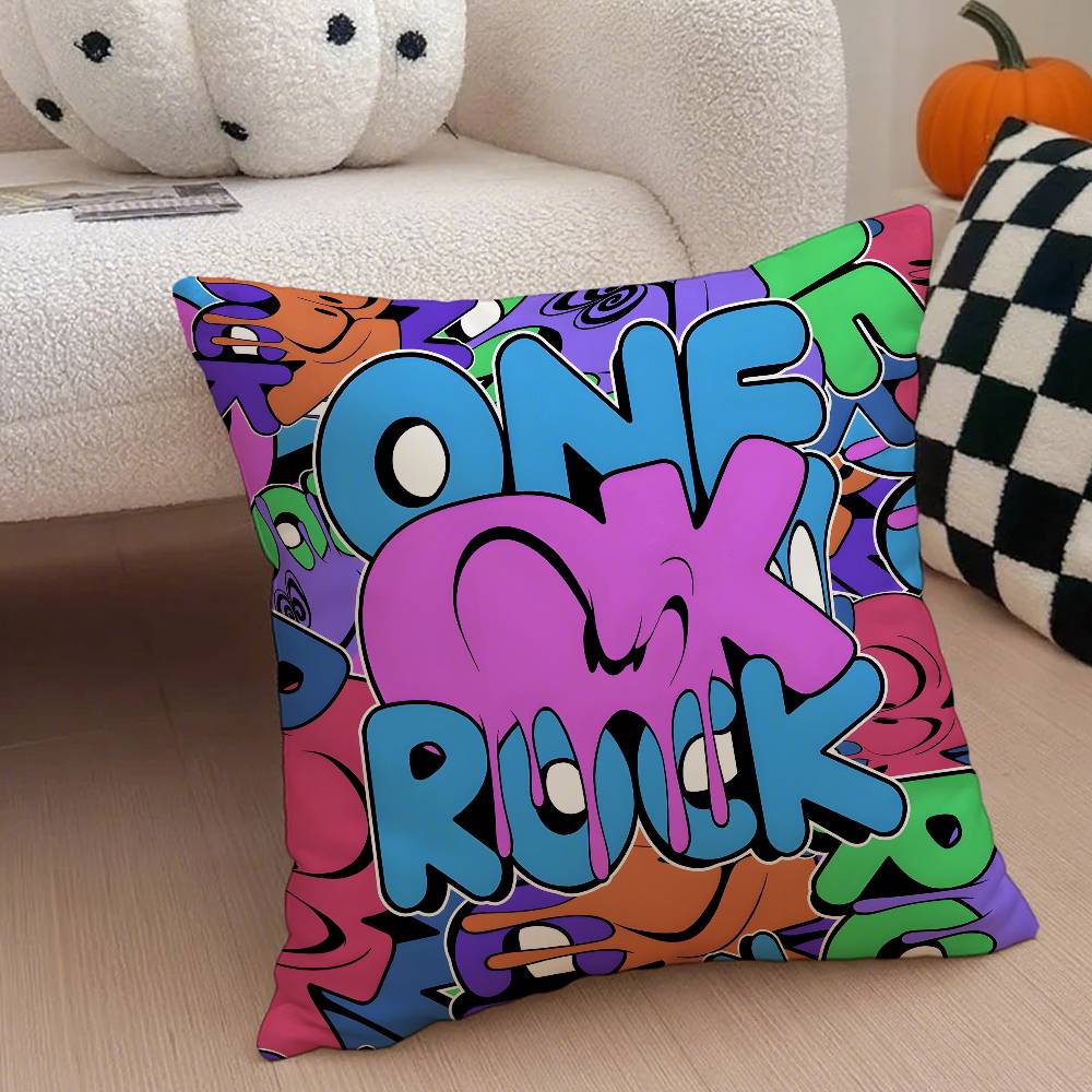 Подушка с изображением группы O-One Ok Rock-Mt Rock Ambitions Чехол на подушку Уютная Подушка для дивана-кровати Шелковистая Элегантная Скрытая молния Декоративная наволочка