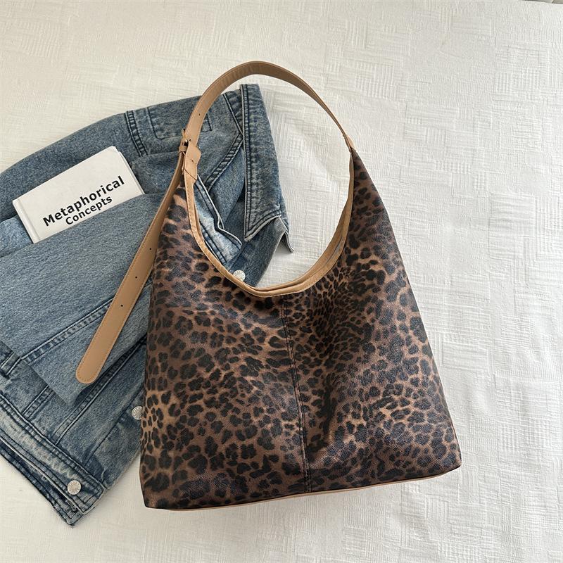 Большая сумка-тоут с леопардовым принтом, большая сумка для поездок на работу, модная, универсальная, женская сумка через плечо