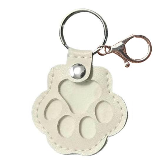 Pet Fur Storage Keychain Dog Cat Hair Memorial Keychain Faux Leather Paw Print Keepsake with Transparent Hair Storage Heartfelt Gift for Cat Dog