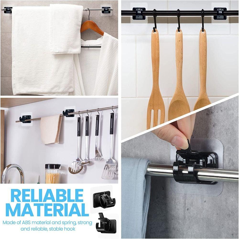 2pcs Self-Adhesive Curtain Rod Holder Nail-Free Curtain Rod Hook Curtain Rod Bracket Kitchen