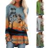 Women Fashion Casual Long Sleeve Print Loose And Comfortable Tops