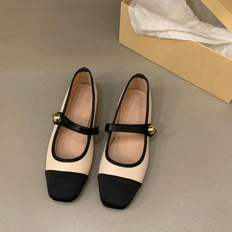 Square Head French Mary Jane Shoes Women Flat Shoes Women Summer New Fashionable and Versatile Soft Soled Beanie Shoes