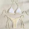 2025 Women's Sexy Solid Color Swimsuit: Shell Tie-Up Bikini for Beach and Hot Springs
