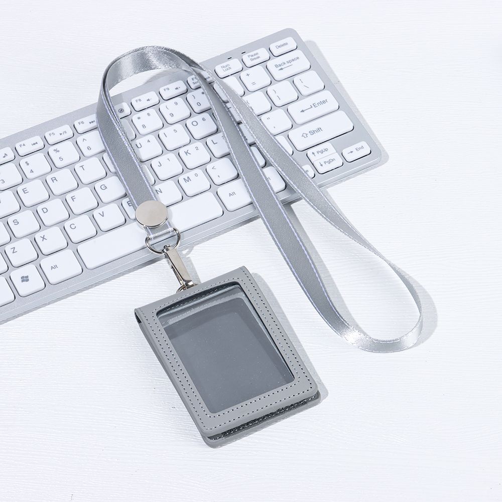 Кожаные двойные катушки для карт, зажим для ремня, держатель для бейджа, шнурок для удостоверения личности, зажим для брелока с именем