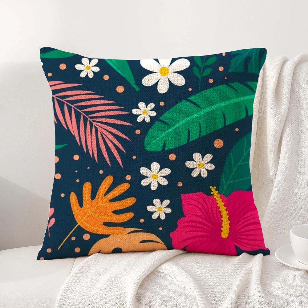 Classic Fresh Floral Pattern Cushion Cover Natural Linen Organic Fabric DoubleSided Printing Sofa Home Decor Gift Pillow Cover
