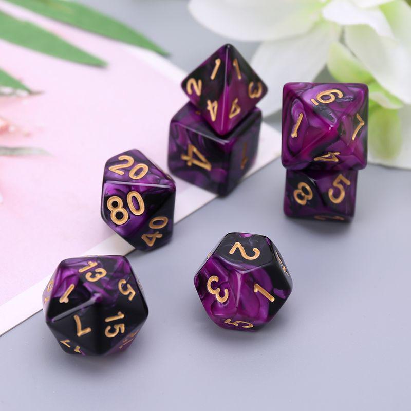 26/7Pcs Acrylic Dice Digital Dice Black Purple Gold Points D4 D6 D8 D10 D12 D20 KTV Bar Nightclub Entertainment Tools Adult Toys