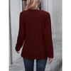 Autumn and Winter Women's Pit Stripe Milled Round Neck Solid Colour Button Long Sleeve Top