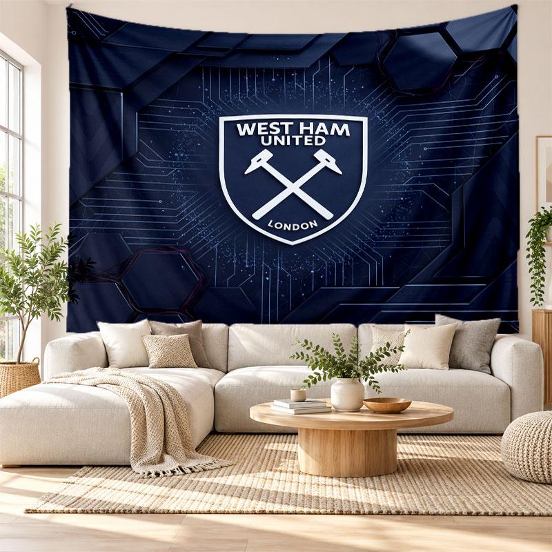 West Ham United Football Wall Tapestry, Soft Fabric Wall Hanging, Decorative Backdrop For Bedroom Home Wall Art