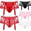 Mens Sissy Lingerie T Back Briefs Bowknot Design Crossdressing Underwear Costume Party Outfit