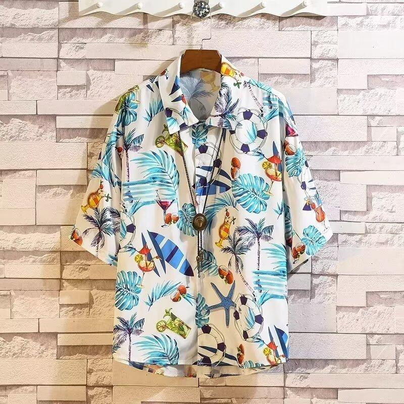 Men'S Retro Shirt, Men'S Summer Outfit, Student Loose Fit, Niche Design, Casual Men'S Top, Outerwear, Beach Top