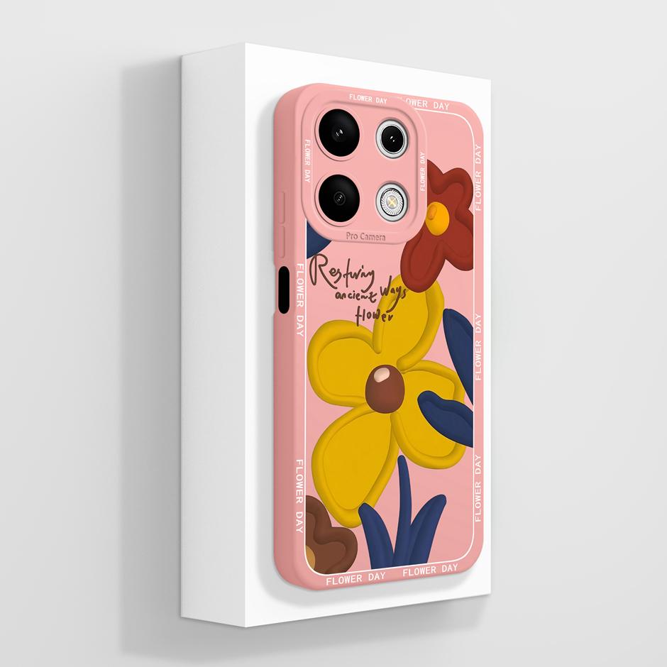 For Xiaomi Redmi Note 13 13 Pro 4G Phone Case Pretty Flower Liquid Silicone Back Cover For Redmi Note13 13Pro 4G Prevalent Funda