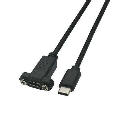 1 шт. Кабель-удлинитель USB Type-C (папа-мама) для крепления на панель с разъемом-фиксатором на винте, 0,3/0,5/1/1,5 метра