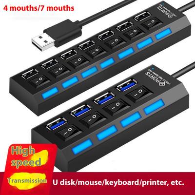 USB2.0HUB Концентратор 2.0 Высокоскоростное Расширение 4 Порта с Независимым Переключателем 2.0Hub USB Разветвитель