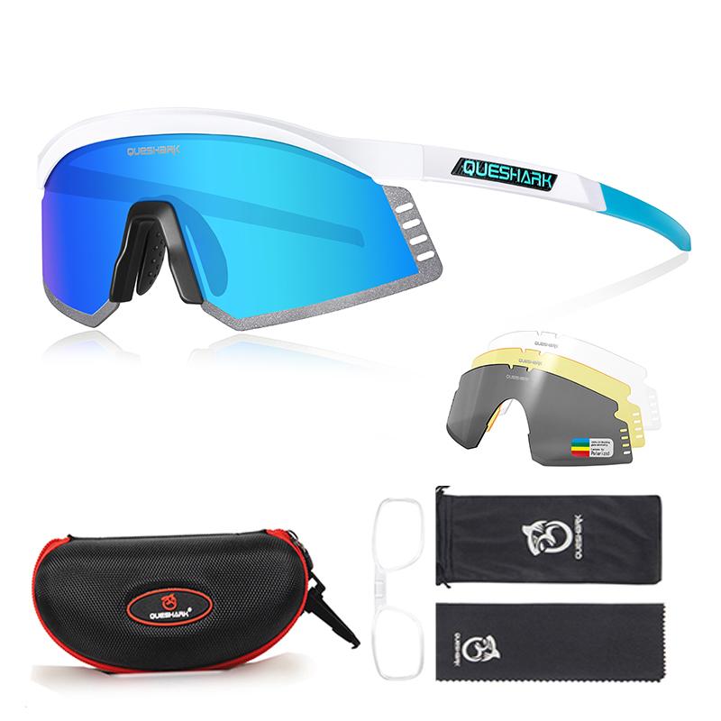 Queshark 4 линзы/набор, мужские и женские поляризационные солнцезащитные очки для велоспорта, спортивные MTB велосипедные очки, очки для езды на шоссейном велосипеде, очки QE58-01
