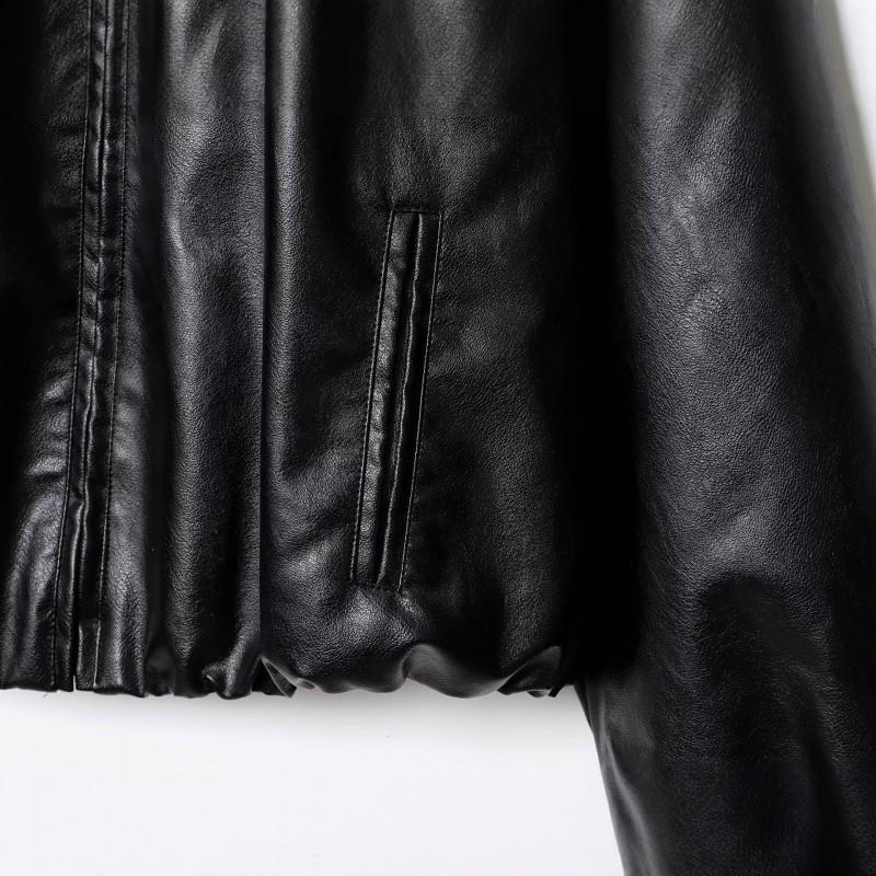 Womens Oversized Faux Leather Moto Jacket Multi-color Casual Street Style Fall 2025