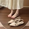 French Pointed Single Shoes Women's Flat Bottom 2025 Spring and Summer New Bow Empty Bag Head Sandals Women's Evening Shoes