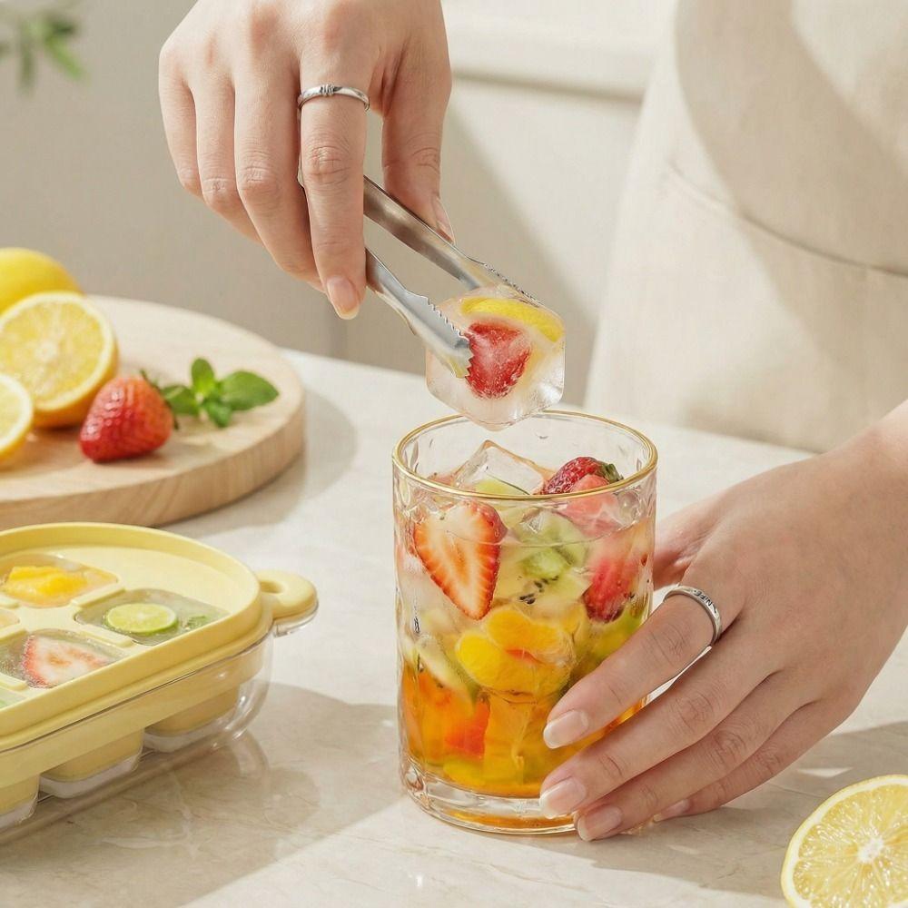 with Cover Little Bear Ice Grid Food Grade Ice Grid Tray Silicone Ice Cube Mold  Summer Drink