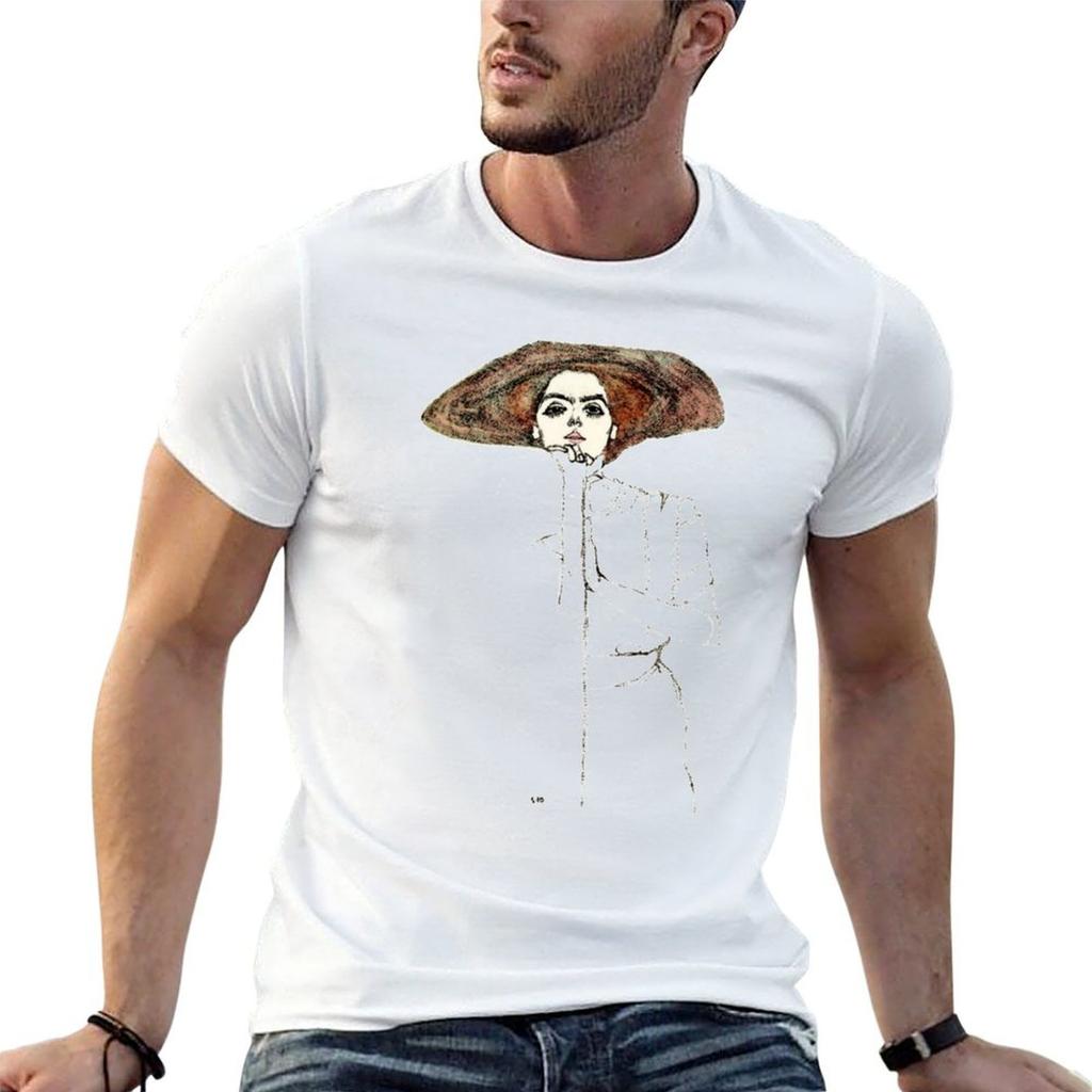Egon Schiele Portrait of a Women Retro Portrait of a Girl TShirt Casual Trendy Streetwear Tee Shirt