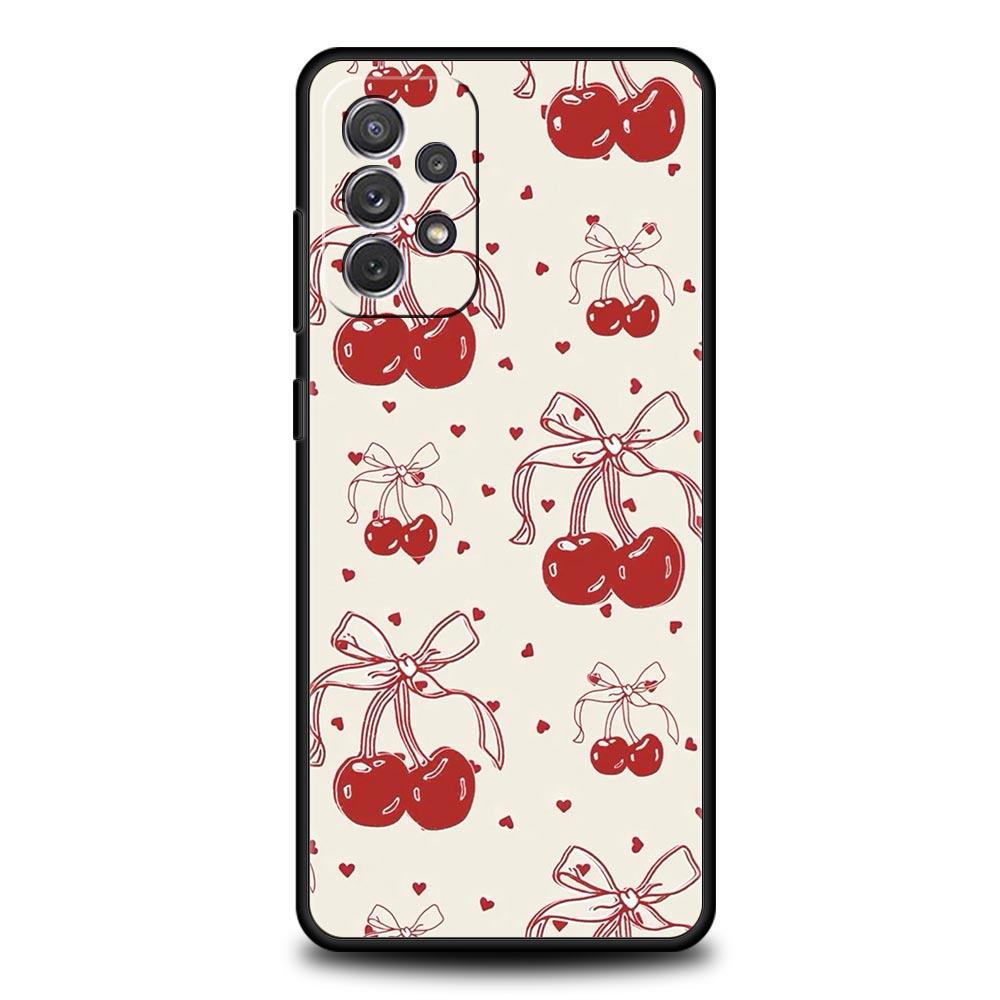 Милый чехол-бантик с вишней для Samsung A51 A71 A21S A12 A11 A15 A25 A31 A41 A23 A33 A53 A73 A03S A05S A13 5G A35 A55