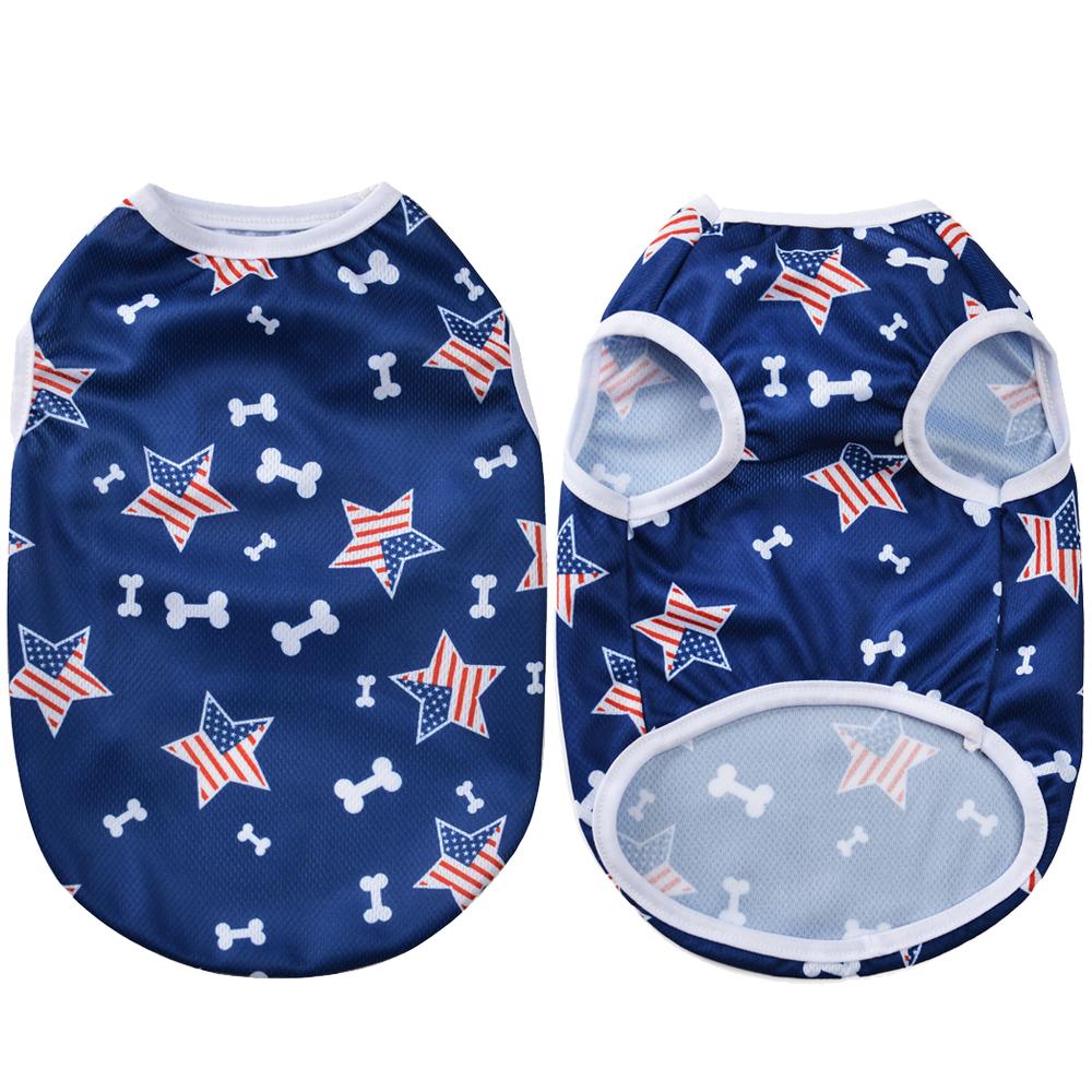 Striped Dog Clothes For Small Dogs Cats Vest Costume Thin Breathable Puppy T-shirt Chuihuahua Pullover Independence Day French Bulldog Supplies